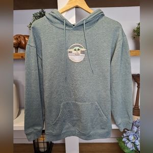 Star Wars Mandalorian Baby Grogu Embroidered Hoodie in Heather Green Size Small